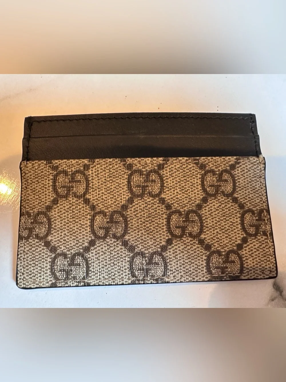 Gucci Supreme Monogram Card holder Beige Black